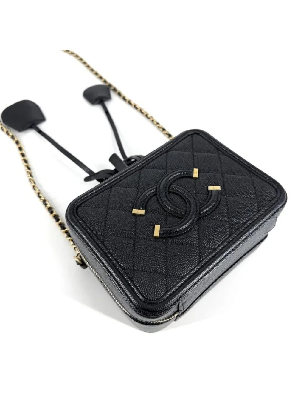 Chanel 2-Way CC Filigree Vanity Mini Pochette Shoulder Bag Crossbody CC Logo